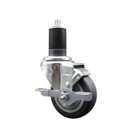 Service Caster 3.5'' Thermoplastic Rubber Swivel 1-5/8'' Expanding Stem Caster with Brake SCC-EX20S3514-TPRB-TLB-158